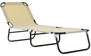 Lettino da Giardino con Schienale Regolabile in 5 Posizioni 188x56x28 cm in Acciaio e Tessuto Oxford Beige