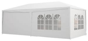 Gazebo Tendone per Feste con Pareti Laterali Rimovibili Porte e Finestre 6x3m Bianco