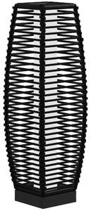Lampada Solare da Giardino con Pannello di Ricarica 20x20x68 cm in Acciaio e Rattan Nero