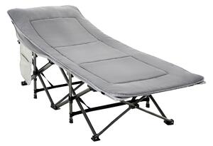 Lettino da Campeggio Pieghevole e Imbottito con Tasca Portaoggetti 188x64,5x53 cm Grigio chiaro