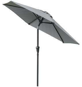 Ombrellone da Giardino Inclinabile con Apertura a Manovella e 6 Stecche 2,3x2m Grigio