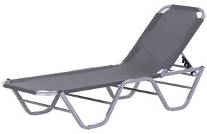 Lettino Prendisole in Alluminio con Schienale Reclinabile a 5 Livelli 163x58,5x91 cm Argento