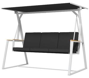 Panchina da Giardino 3 Posti con Tettuccio Inclinabile 205x130x175 cm in Acciaio Grigio Scuro