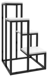 Scaffale per Piante a 4 Livelli 34x34x70 cm in Acciaio e Legno Bianco e Nero