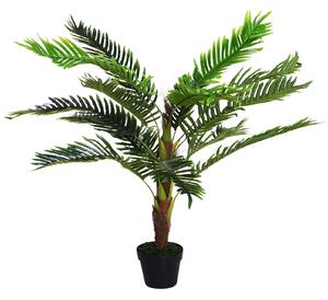 Pianta Artificiale Palma Cycas da Interno e Esterno H123 cm con Vaso Verde