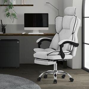 ML-Design sedia da ufficio ergonomica grigio chiaro, sedia da gioco con schienale alto, sedia girevole con poggiapiedi, cuscino e poggiatesta