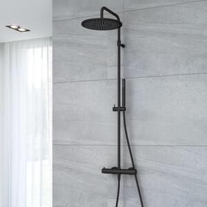 Sistema doccia Kronenbach Lima 2.0 nero con termostato, soffione di diametro 30 cm