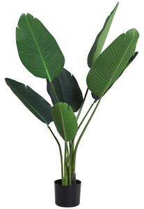 Pianta Artificiale Uccello del Paradiso da Interno e Esterno H120 cm con Vaso Verde