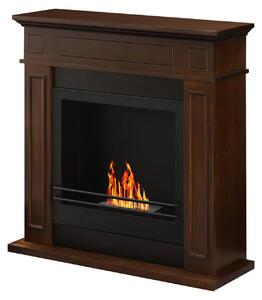 Jefferson - Camino a bioetanolo da terra in legno 89,5x28xH90,5 cm, colore marrone