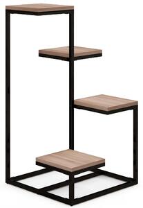 Scaffale per Piante a 4 Livelli 40x40x75,5 cm in Acciaio e Legno Marrone e Nero