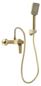 Rubinetteria per vasca da bagno - Doccetta a parete - Getto a pioggia e a getto diretto - Ottone - Filettatura di collegamento da 1,27 cm - Design moderno - Oro