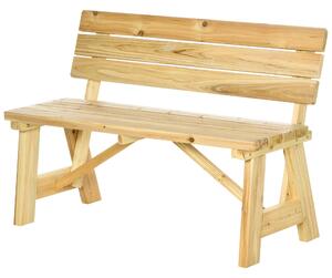 Panchina da Giardino 2 Posti a Doghe con Schienale Alto 116x56x80 cm in Legno Naturale