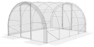 Serra a Tunnel per Orto Trasparente in Acciaio e PE con Porta a Battente 4x3x2m Trasparente