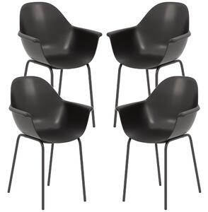 Set 4 Sedie Impilabili con Piedini Antiscivolo 59x55x84 cm in Plastica Nero