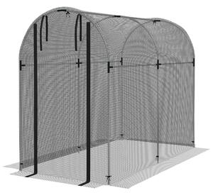 Serra a Tunnel per Piante con Rete e Porta a Cerniera 1,2x2,4x1,9m Nero