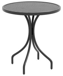 Tavolo da Giardino Rotondo Ø66x71,5 cm con Piano a Doghe in Acciaio Nero
