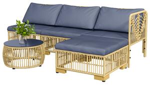 Set da Giardino con Divano Modulabile Cuscini e Tavolino da Caffè Grigio