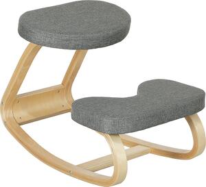 Sedia poggiapiedi HOMCOM, poggiapiedi ergonomico con aspetto simile al lino, base in legno di betulla