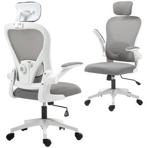HOMCOM Sedia da ufficio Sedia da scrivania ergonomica con braccioli ribaltabili