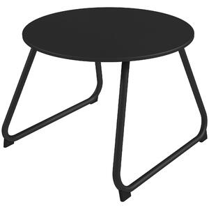 Tavolino da Esterni Ø48x37 cm con Piedini Regolabili in Metallo Nero