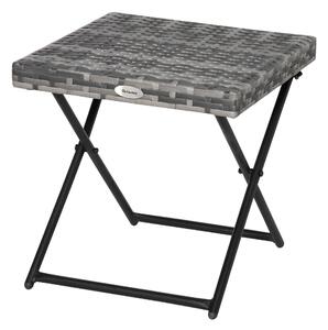 Tavolino da Giardino Pieghevole Salvaspazio 40x40x40 cm in Rattan Sintetico e Acciaio Grigio