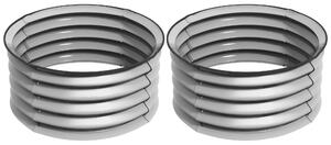 Set di 2 Letti per Orto Rialzati con Fondo Aperto Ø60x30 cm in Acciaio Galvanizzato Argento