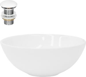 Lavabo LuxeBath Lavabo da appoggio rotondo, Ø 28x11,6 cm, bianco, in Vetroceramica, incl. set di scarico senza troppopieno