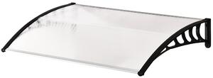 Pensilina Tettoia Moderna 90x150x25 cm in Policarbonato PP e Alluminio Trasparente
