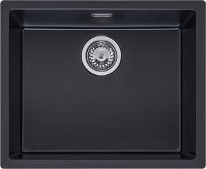 Lavello Reginox, lavello rettangolare in granito Texel 50 Pure Black 50x40 cm R34057
