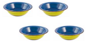 Set 4 Piatti Fondi Ø21,5x5,5 cm in Gres VdE Tivoli 1996 Baita Verde e Blu