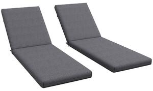 Outsunny Set 2 Cuscini per Sedie da Esterno con Lacci e 2 Imbottiture, in Poliestere e Cotone, 190.5x58.4x7 cm, Grigio | Aosom Italy