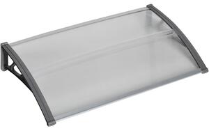 Pensilina Tettoia Moderna 110x60x18 cm in Policarbonato Alluminio e PP Trasparente