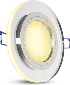 Faretto da incasso SSC-LUXon YAPU in vetro con anello LED rotondo argento riflettente - lampada da incasso piatta con modulo LED LumiFLEX 4W bianco caldo + bianco neutro + luce diurna 230V