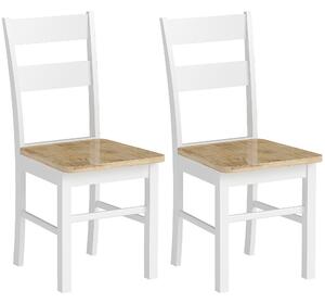 HOMCOM Set di 2 Sedie Moderno da Cucina con gambe robuste e Legno di Gomma, Piedini protettivi, Schienale leggermente curvato, Bianco| Aosom Italy