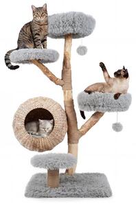 KOMFOTTEU, albero per gatti a 5 livelli, 134 cm di altezza, con rifugio per gatti, pali in juta per graffiare e piattaforme imbottite. Albero per gatti con palla appesa, torre per gatti, struttura per l'arrampicata per gatti