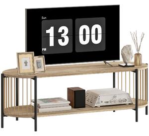 HOMCOM Mobile TV Stile Bohemien fino a 55 Pollici con Design in Corda di Carta e 2 Ripiani Aperti 124x43,5x41 cm Naturale | Aosom Italy