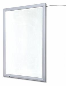 Bacheca con Apertura a Ribalta 100x140 cm in Alluminio Retroilluminata con Led Porta Poster Silver