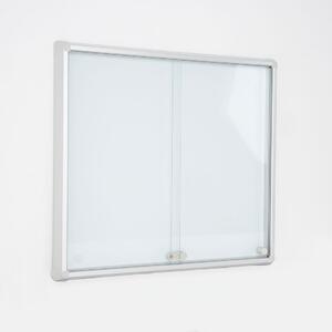 Bacheca con Ante Scorrevoli 72x67,5x5,9 cm in Alluminio Fondo Magnetico Silver