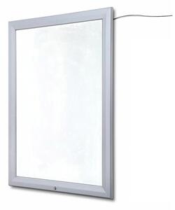 Bacheca con Apertura a Ribalta 70x100 cm in Alluminio Retroilluminata con Led Porta Poster Silver