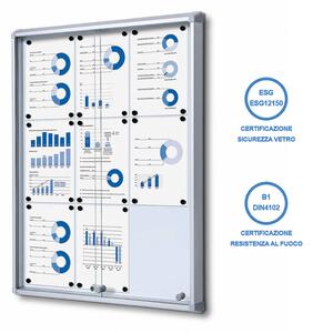 Bacheca con Ante Scorrevoli 72x98,2x5,9 cm in Alluminio Fondo Magnetico Silver