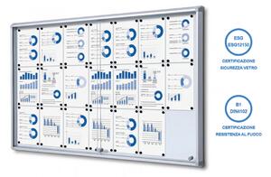 Bacheca con Ante Scorrevoli 160x98,2x5,9 cm in Alluminio Fondo Magnetico Silver