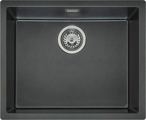 Reginox R34668 Lavello ad incasso Regi in granito TEXEL 50x40 (L) PURE Black da 60 cm di larghezza del mobile