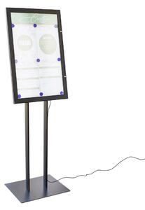Espositore a Leggio con Piantana 51,4x79 cm in Alluminio con Led Porta Menù Nera