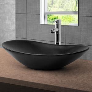 Lavabo LuxeBath Lavabo da appoggio ovale, 63x36x15,5 cm, nero opaco, Vetroceramica