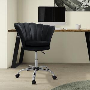 ML-Design sedia da ufficio in velluto, nera, sedia da trucco con schienale a conchiglia, sedia girevole con rotelle, sedia da scrivania regolabile in altezza sgabello girevole