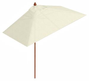Mezzo Ombrellone da Giardino 1,5x3m Palo in Legno Ecrù
