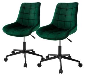 ML-Design, 2 sedie da ufficio con schienale, verde, seduta in velluto con struttura in metallo