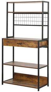 Mobile Scaffale da Cucina 5 Ripiani 1 Cassetto 80x40x160 cm Portaoggetti