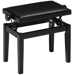 HOMCOM Panca per pianoforte, sgabello per pianoforte, regolabile in altezza, elegante in pelle sintetica+legno di gomma, nero, 63 x 33 x 56cm | Aosom Italy