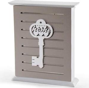 Armadietto Portachiavi da Parete 20x5,8x24 cm in Legno Decoro Chiave con Scritta